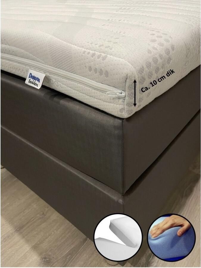 Dreambedden Splittopper Maximus 200x210 HR60 Koudschuim ca. 10 cm dik Cooltouch hoes
