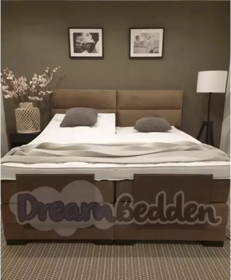 Dreambedden Elektrische Boxspring 140x200 Sienna incl. Meegestofferde 7-zones Pocketvering matrassen & HR55 koudschuim Bamboo exclusive splittopper