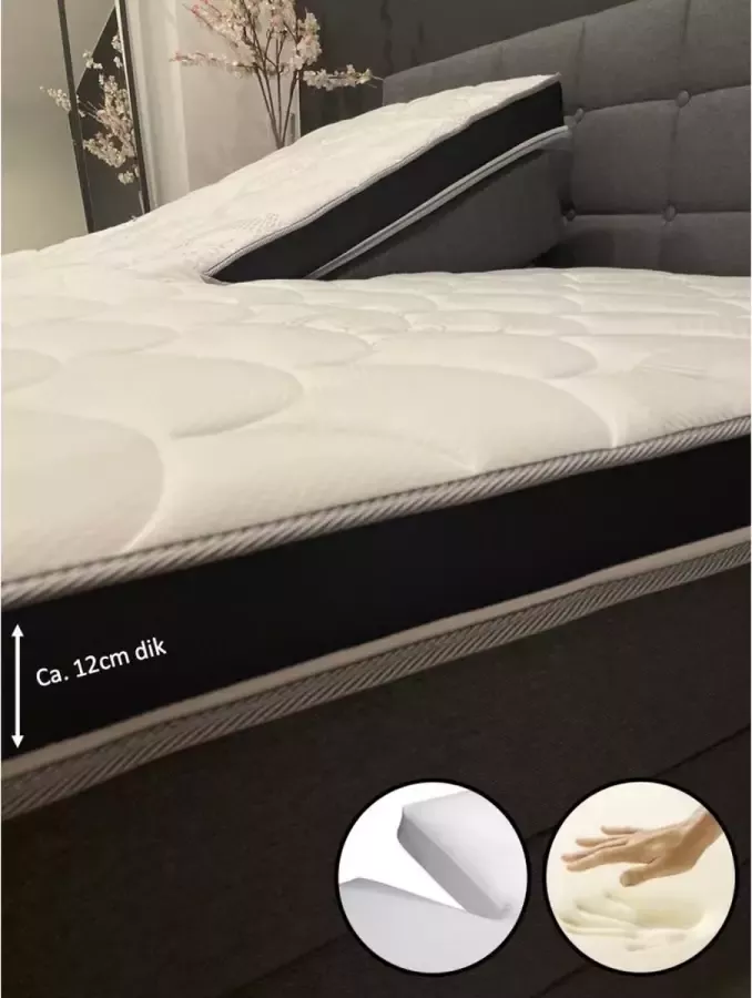 Dreambedden Hilton Hotel Splittopper 200x200 ZACHT Nasa Traagschuim ca. 12 cm dik Cool & Fresh SPLIT