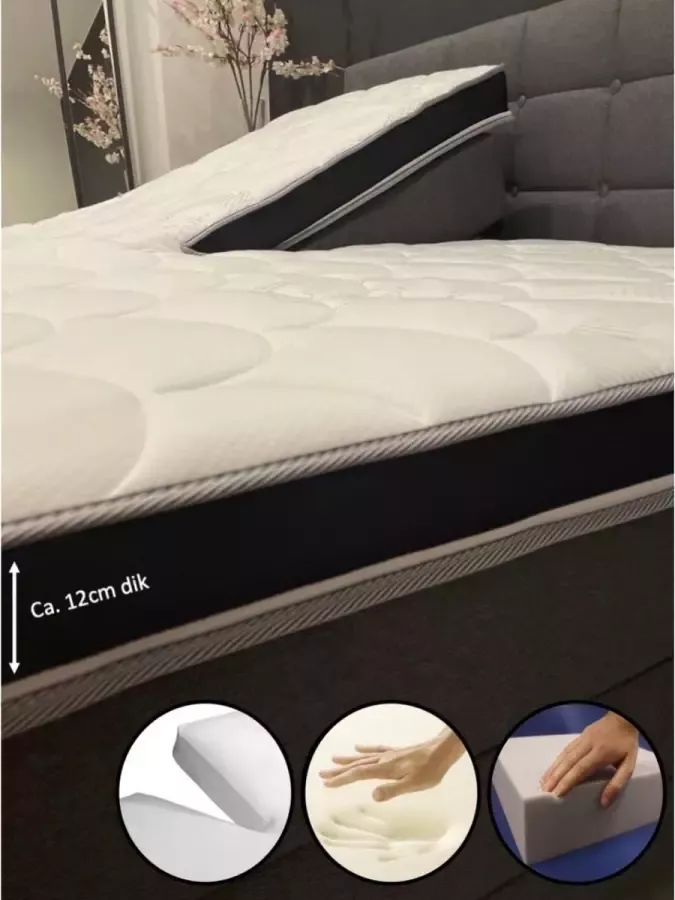 Dreambedden Hilton Hotel Splittopper 200x210 4-seizoenen Hybride schuim & Nasa Traagschuim ca. 12 cm dik Cool & Fresh SPLIT