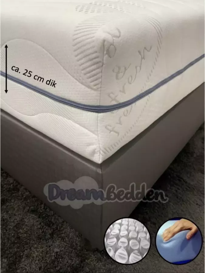 Dreambedden Matras 100x190 9-zones XXL HR45 koudschuim micropocketvering ca. 25 cm dik