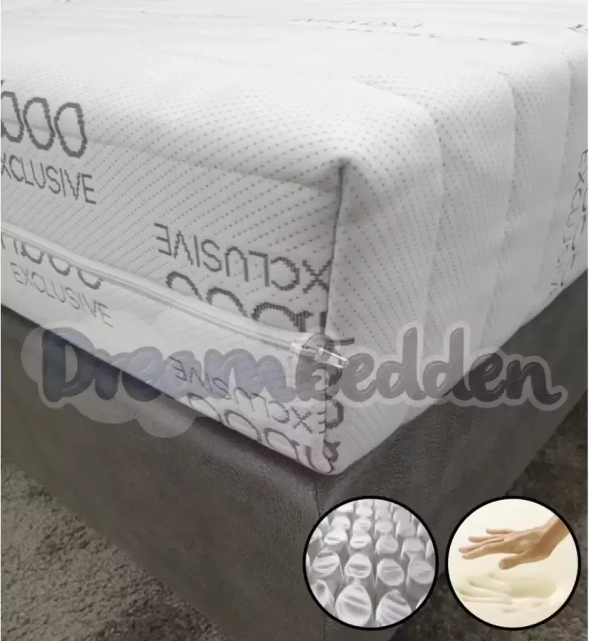 Dreambedden Matras 100x190 Nasa Traagschuim 9-zones pocketvering Bamboo Exclusive Ca. 21cm Dik