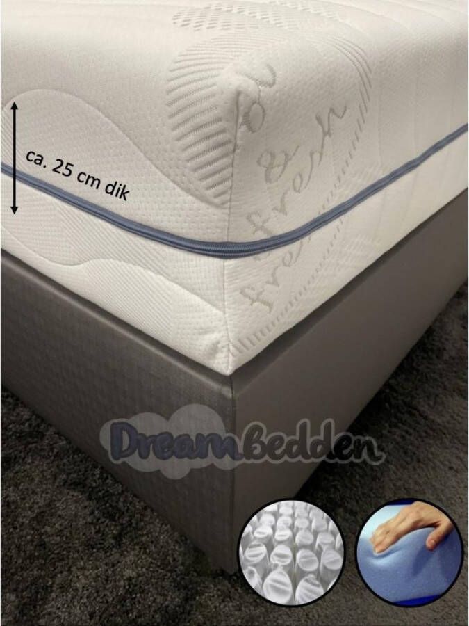 dreambedden Matras 100x220 9-zones XXL HR45 koudschuim micropocketvering ca. 25 cm dik