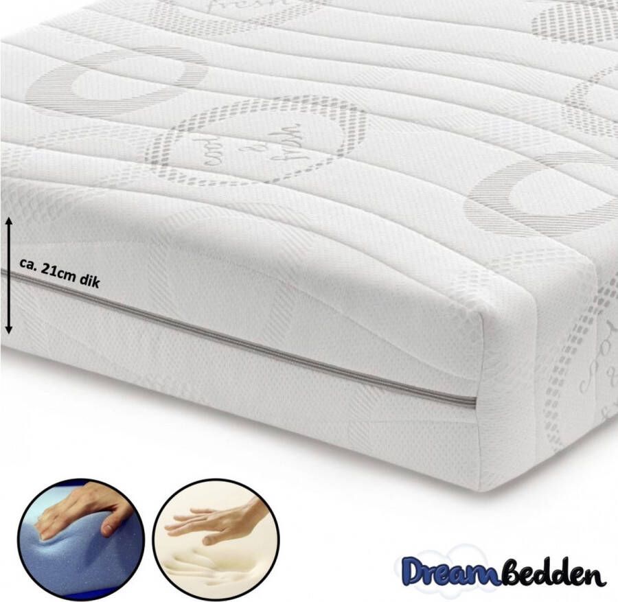 dreambedden Matras 200x220 2-zijdig Nasa Traagschuim HR50 Koudschuim Cool & Fresh ca. 21cm dik