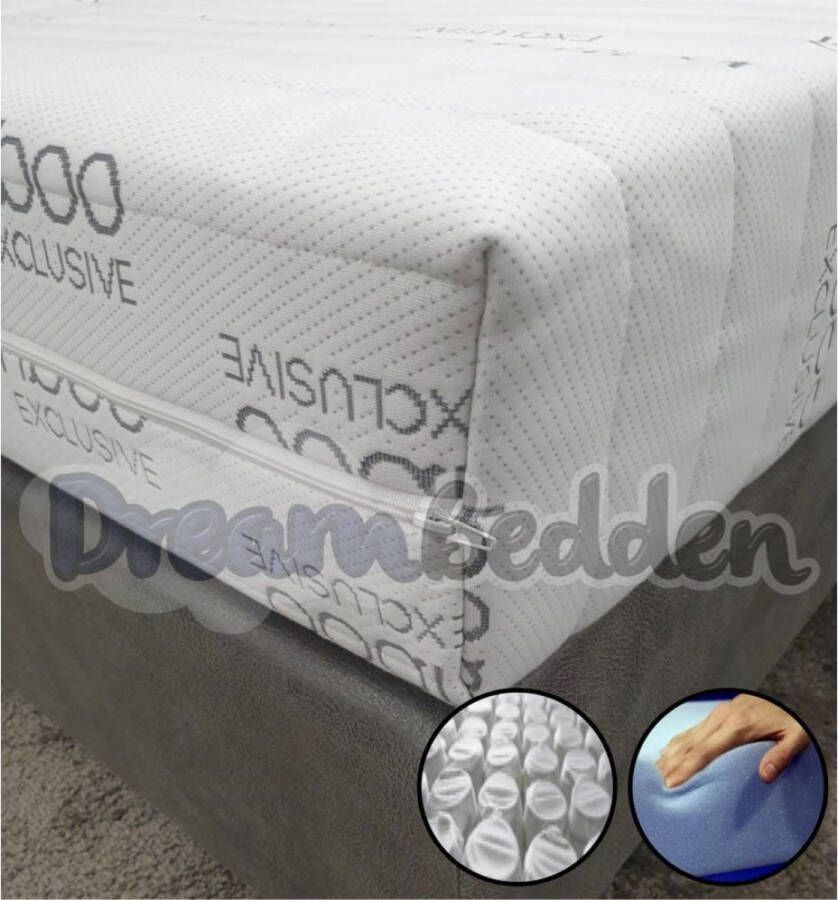 dreambedden Matras 80x190 HR55 Koudschuim 9-zones pocketvering Bamboo Exclusive Ca. 21cm Dik