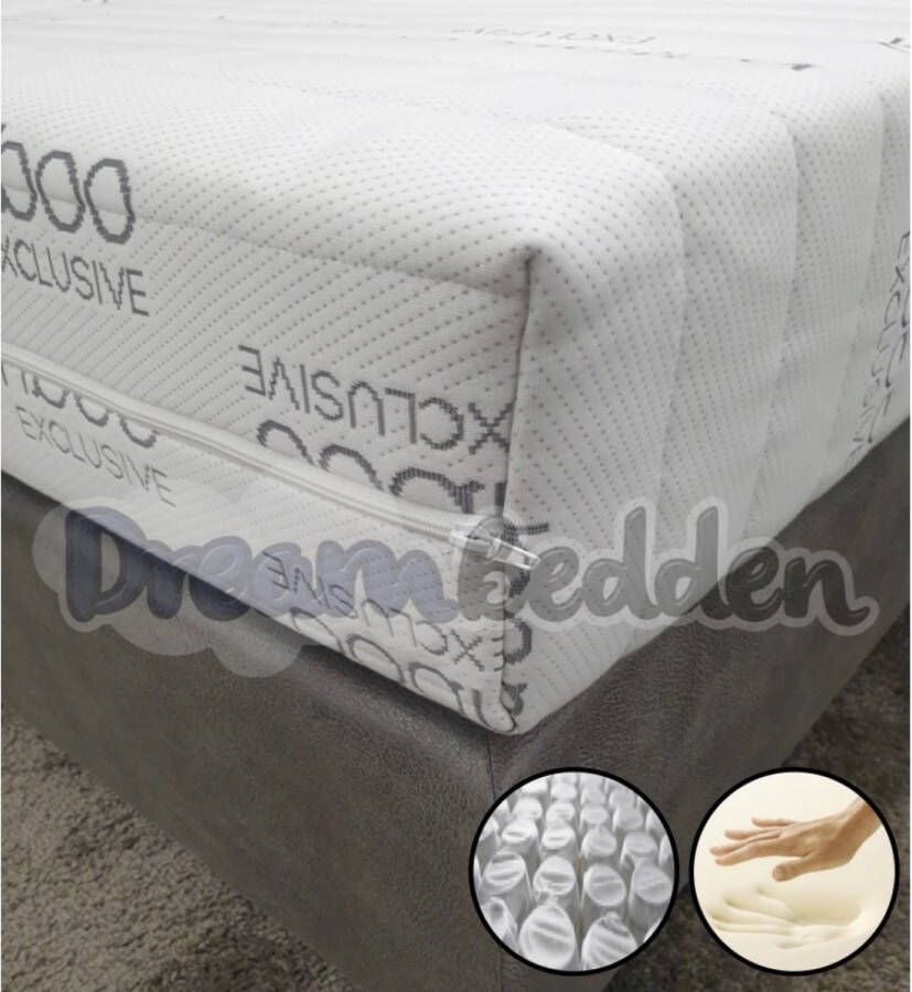 dreambedden Matras 80x210 Nasa Traagschuim 9-zones pocketvering Bamboo Exclusive Ca. 21cm Dik