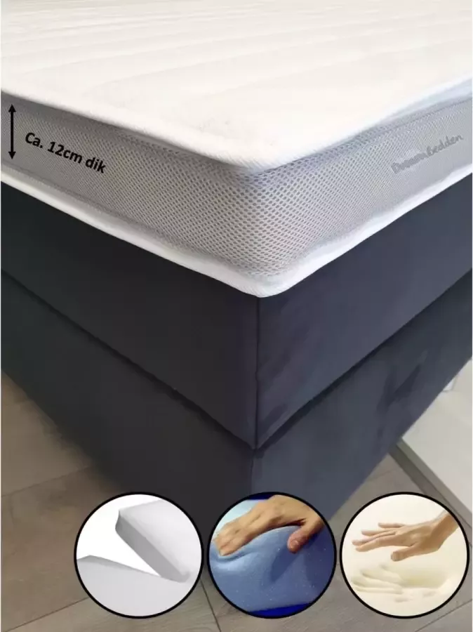 Dreambedden Splitopper 200x210 2-zijdig HR60 koudschuim Nasa Traagschuim Prestige Aegis Anti Allergie Ca. 12cm dik
