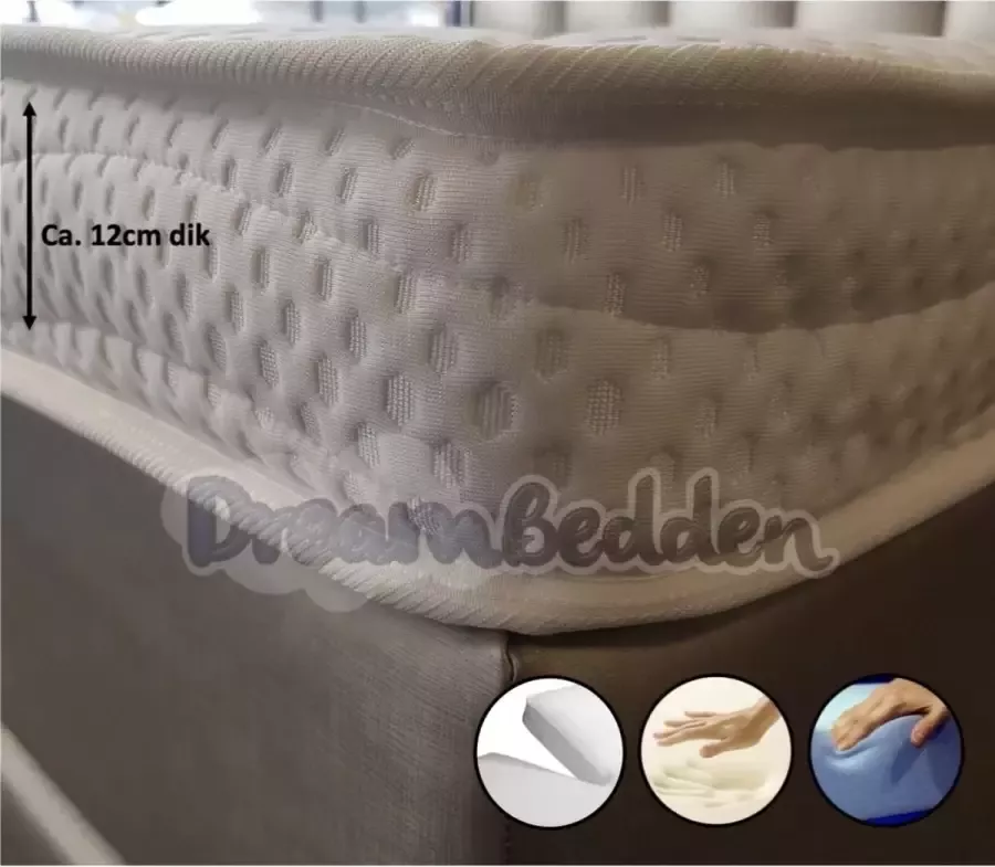 Dreambedden Splittopper 140x200 Tencel 2- zijdig XXL HR55 Koudschuim Nasa Traagschuim12 cm Dik