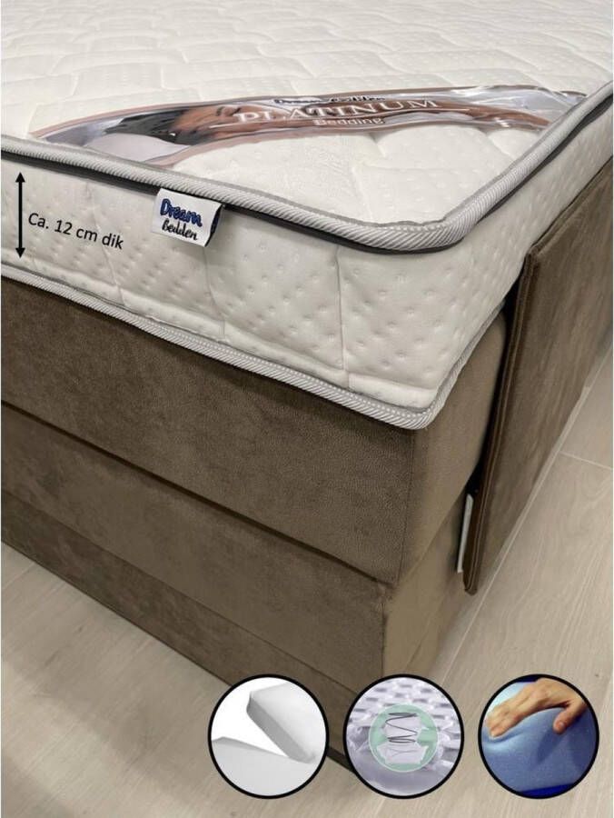 dreambedden Splittopper Micropocketvering 140x210 Platinum 12 cm dik Bamboo Hoes HR55 Koudschuim Topdekmatras split