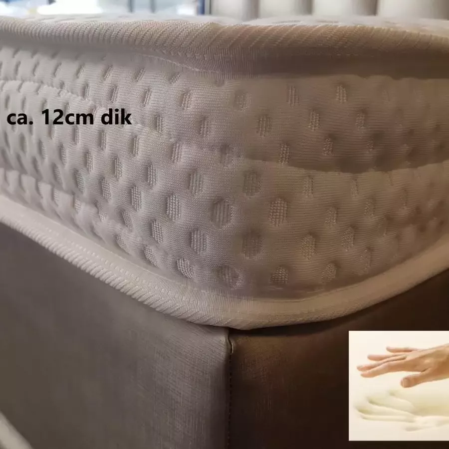 Dreambedden Tencel Topper 70x220 XXL Nasa Traagschuim 12 cm Dik ORTHOPEDISCH