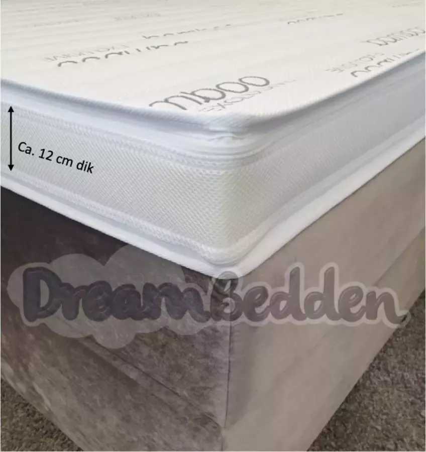 Dreambedden Topper 130x200 HR55 Koudschuim ca.12cm dik Anti allergie Bamboo exclusive