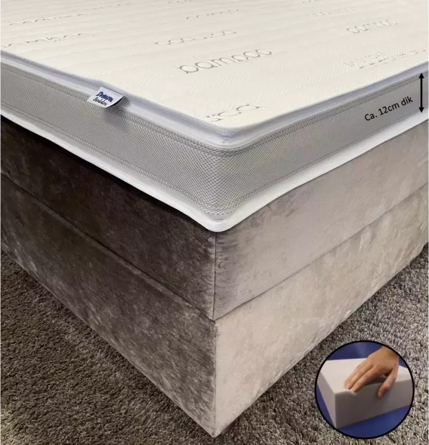 Dreambedden Topper 70x200 Hybride schuim Bamboo Exclusive Anti Allergie Stevig Ca. 12cm dik