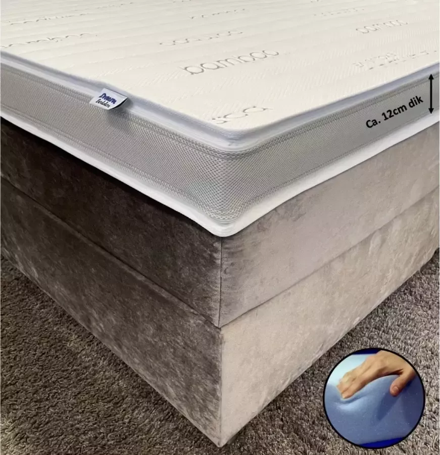 Dreambedden Topper 70x220 HR60 Koudschuim Bamboo Exclusive Anti Allergie Stevig ondersteunend Ca. 12cm dik