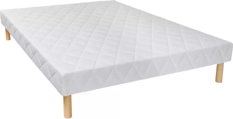 Vente-unique Decoratief gewatteerde bedbodem met 14 multiplex-latten PANACEA van YSMÉE Wit 120x190 cm L 188 cm x H 30 cm x D 118 cm