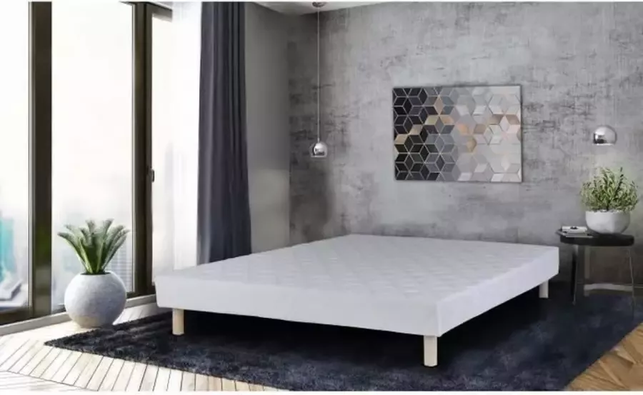 Vente-unique Decoratief gewatteerde bedbodem met 14 multiplex-latten PANACEA van YSMÉE Wit 140x190 cm L 188 cm x H 30 cm x D 138 cm