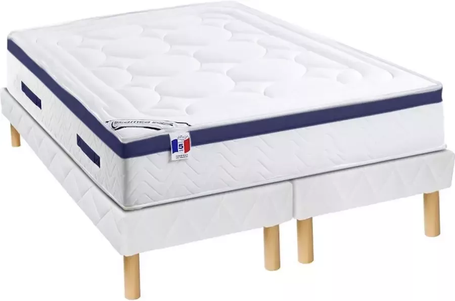 Palacio Set bedbodem en matras pocketveren en vormgeheugen met textuur MARQUIS van DREAMEA dikte 30 cm 180 x 200 cm Blauw L 200 cm x H 30 cm x D 180 cm