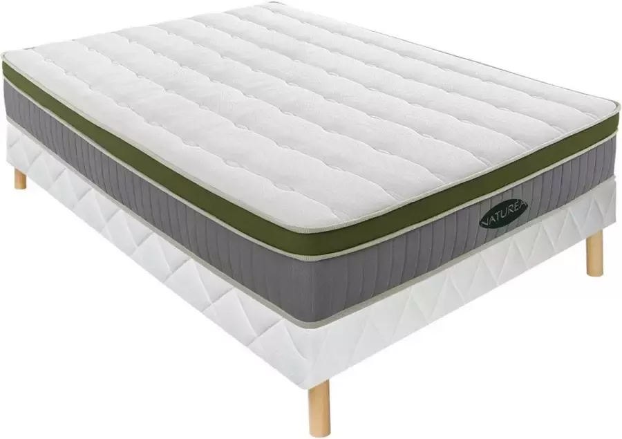 Dreame A Set bedbodem + matras met pocketveren 7 vlakken en vormgeheugen visco-elastisch met actieve koolstoffilter MANDEVILLA van NATUREA 25 cm dik 140 x 190 cm L 190 cm x H 25 cm x D 140 cm