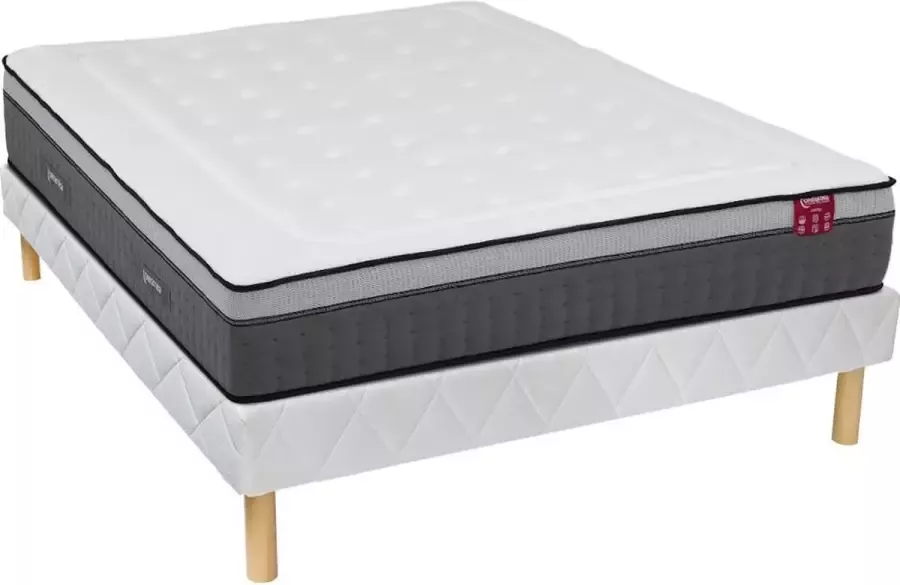 Ysmée DREAMEA Set bedbodem + matras met pocketveren 7 zones en vormgeheugen ASGARD van DREAMEA 30 cm dik 160 x 200 cm L 200 cm x H 30 cm x D 160 cm - Foto 2