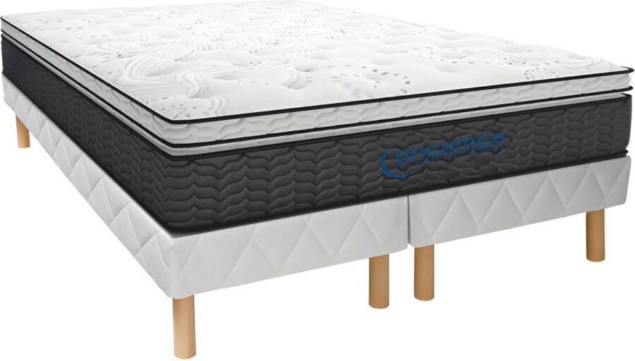 Vente-unique Set bedbodem + hybride matras met pocketveren en geïntegreerd dekhybride matras GAMIANI van DREAMEA 35 cm dik 180 x 200 cm L 200 cm x H 30 cm x D 180 cm