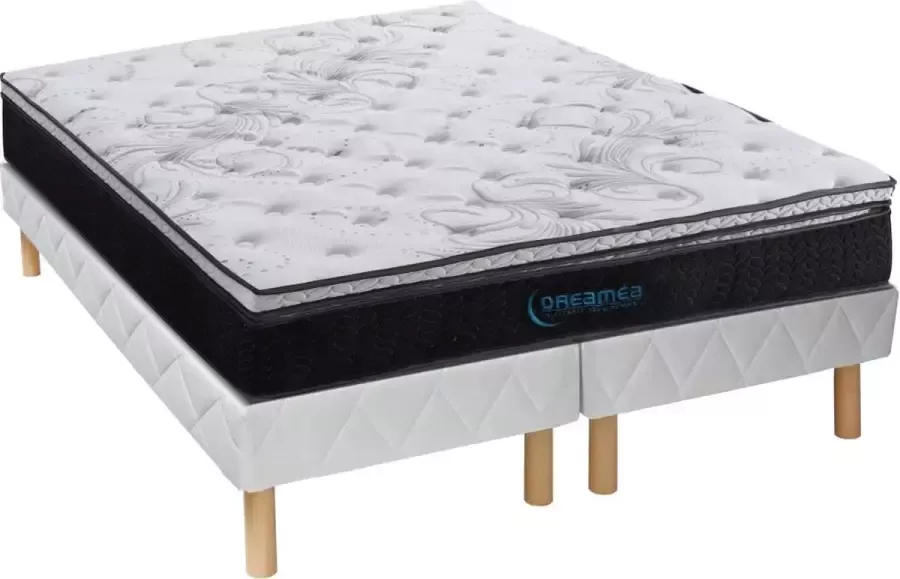 Vente-unique Set bedbodem + hybride matras met pocketveren en geïntegreerd dekhybride matras GAMIANI van DREAMEA 35 cm dik 180 x 200 cm L 200 cm x H 30 cm x D 180 cm - Foto 2