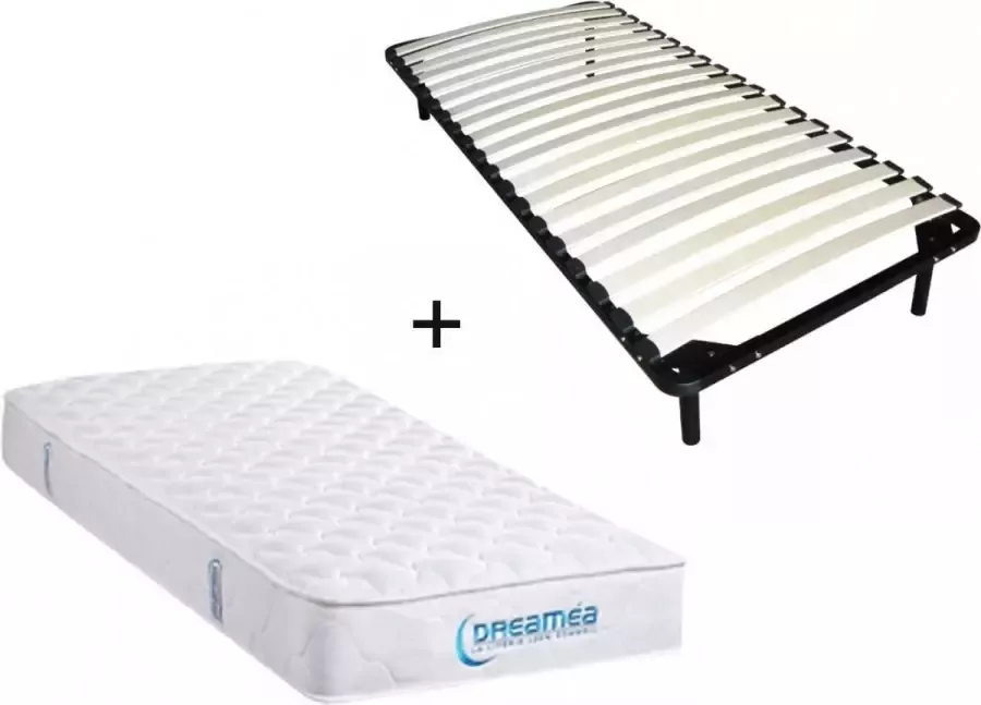 Ysmée Set lattenbodem en matras met pocketveren dikte 22cm PRESTIGE van DREAMEA 90 x 200 cm L 200 cm x H 25 cm x D 90 cm - Foto 2