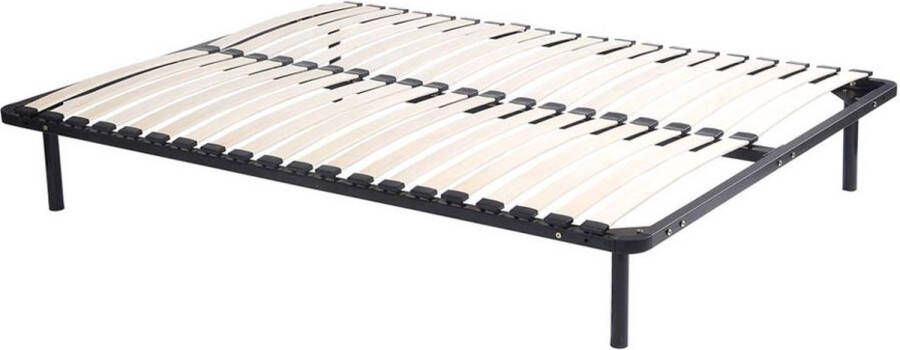 Vente-unique Lattenbodem voor montage – 120 x 200 cm – 2 x 19 latten – Met poten – Zwart – KALISTA van YSMÉE L 198 cm x H 25 cm x D 118 cm