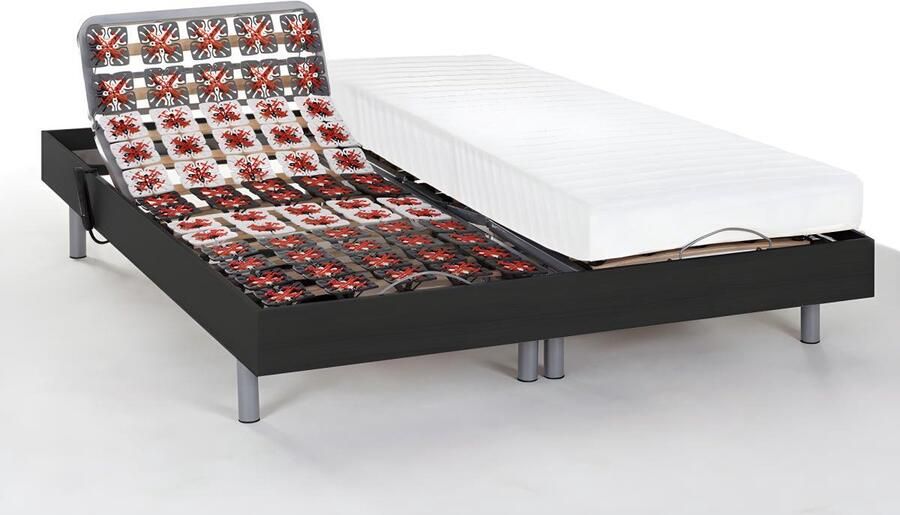 Vente-unique Elektrisch bed bedbodem en matras latex CASSIOPEE III van DREAMEA OKIN motoren 2 x 90 x 200 cm zwart L 200 cm x H 35 cm x D 180 cm - Foto 3