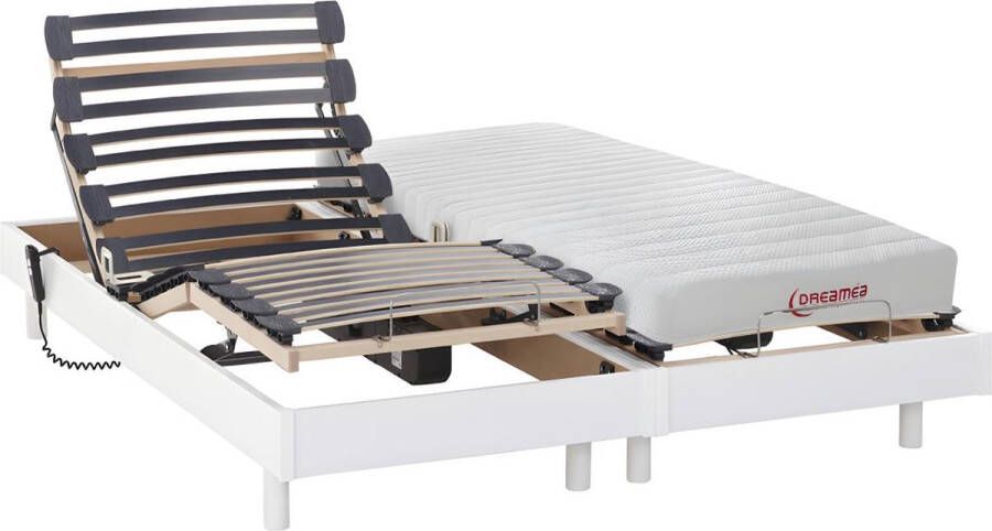 DREAMEA Elektrisch relaxbed met matras met latex-instap TYNDARE van Wit 2 x 70 x 190 cm L 190 cm x H 30 cm x D 70 cm - Foto 1