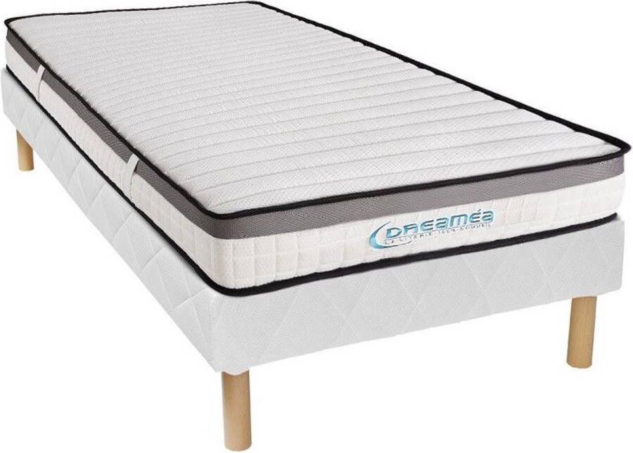 Vente-unique Set van bedbodem en matras – 90 x 200 cm – Schuim met vormgeheugen – 19 cm dik – ORTHOMEMORY II van DREAMEA L 200 cm x H 30 cm x D 90 cm