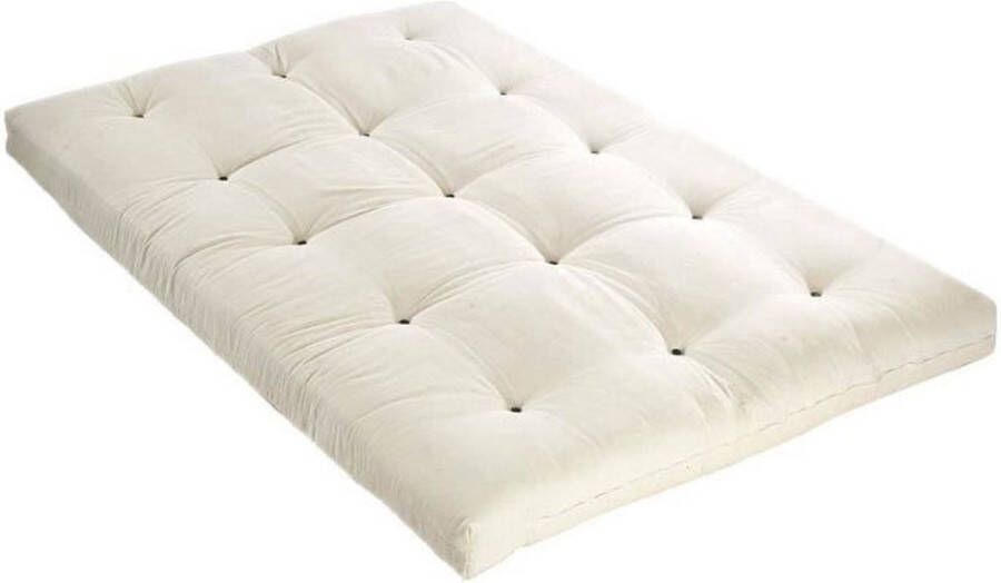 DREAMEA Vente-unique Futon 140 x 190 cm 100% katoen SHIVA van Ecru L 190 cm x H 13 cm x D 140 cm