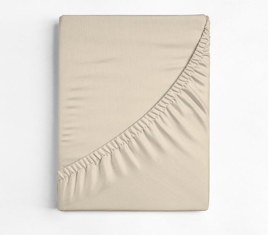 Dreamers Den Jersey Elestaan Biologisch Katoen Hoeslaken Voor Matras of Topmatras Naturel 160x220 cm 35 cm hoekhoogte