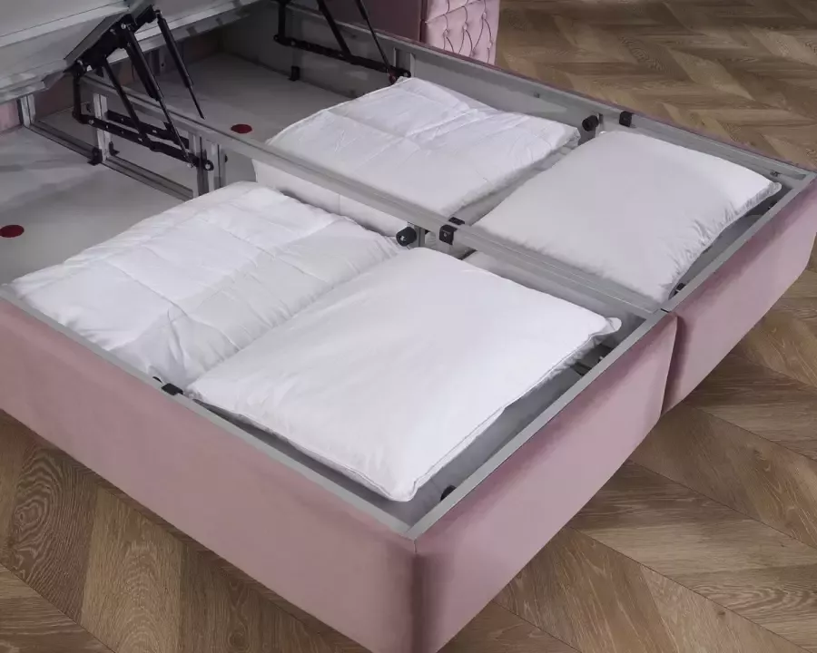 Dreamhouse Aurora Boxspring met Opbergruimte Tweepersoons Roze 140x200 - Foto 2