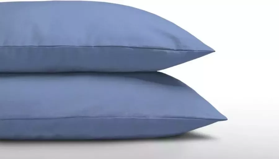 Overig Set van 2 blauwe kussenslopen (kussensloop kussenhoes) KATOEN voor hoofdkussen van 60 x 70 cm (beddengoed op het bed cadeau idee!)