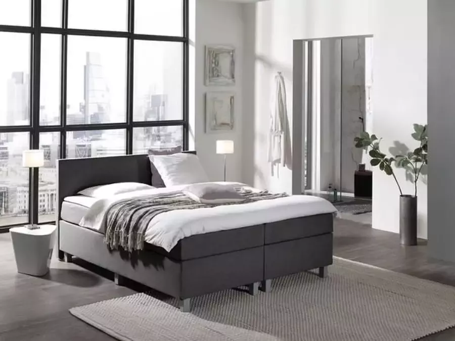 Dreamhouse Boxsprings Complete Boxspring 180x210 cm Antraciet Pocketvering matrassen Dreamhouse Louis Twee persoons Extra hoge onderbox 30 cm onderbox (67cm lighoogte)