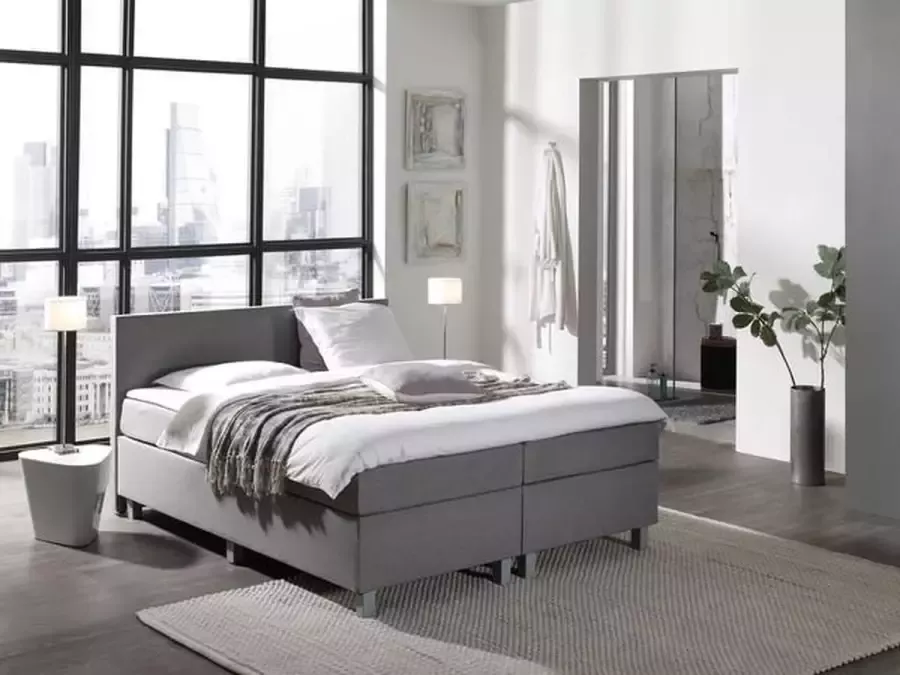 Dreamhouse Boxsprings Complete Boxspring 180x210 cm Grijs Pocketvering matrassen Dreamhouse Louis Twee persoons Extra hoge onderbox 30 cm onderbox (67cm lighoogte)