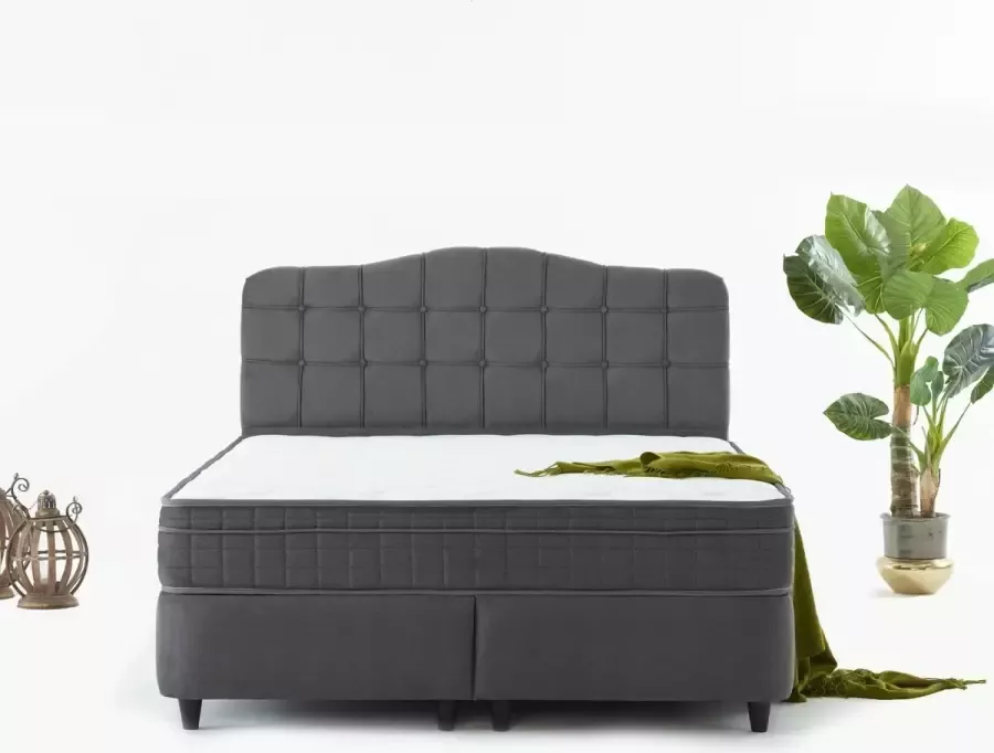 Dreamhouse Boxsprings Dreamhouse Marrakech Opberg Boxspring Bed 140x200 VELVET ANTRACIET Met veel Opbergruimte en Inclusief Hoofdbord