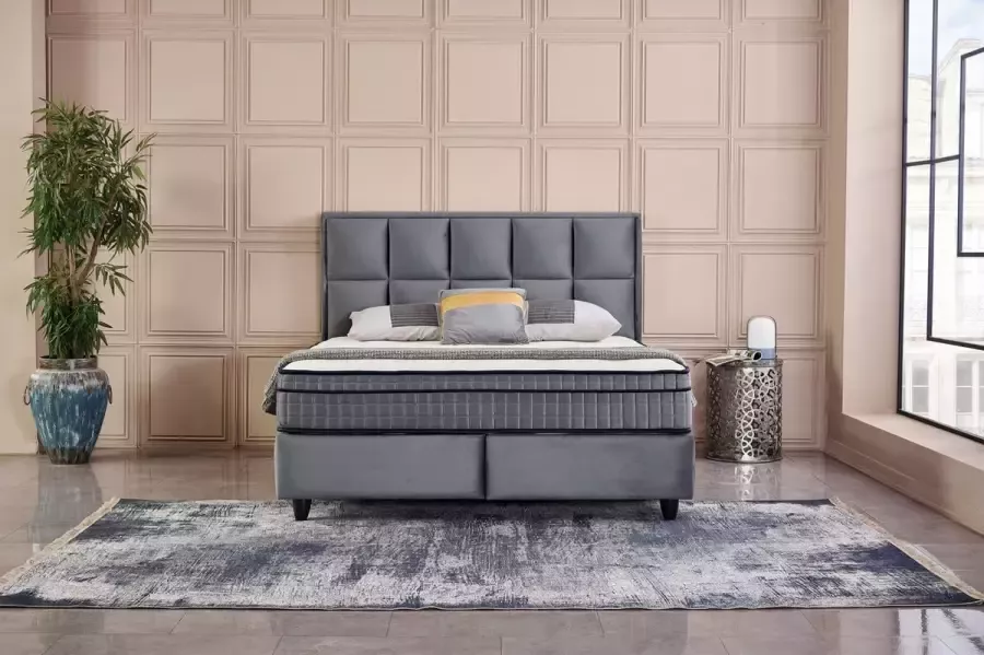 Adore Slaapcomfort Miami Boxspring met Opbergruimte – Bed 160 x 200 cm Donkergrijs