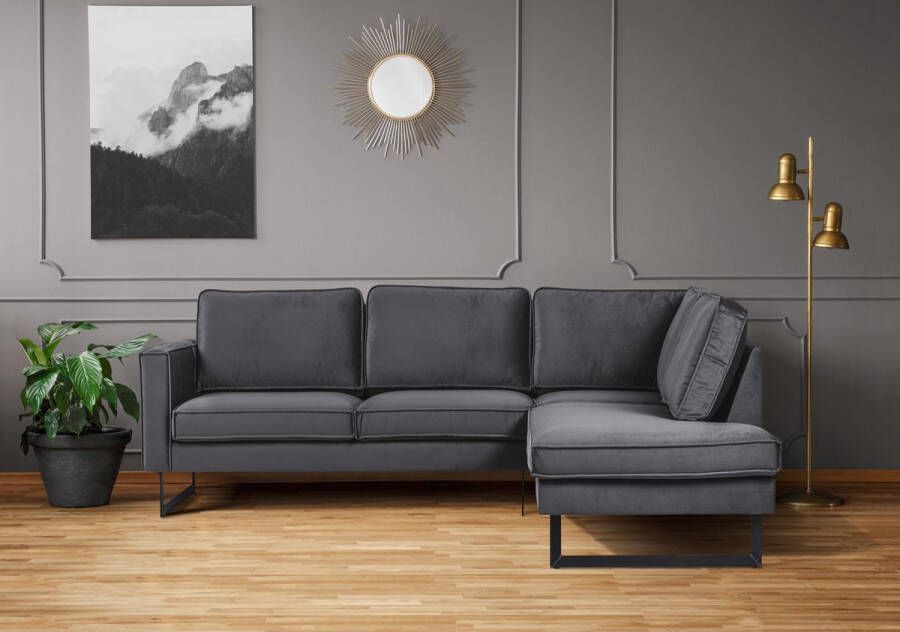 Dreamhouse Eligio Industriële 2 5-zits Hoekbank – Chaise Lounge Rechts Antraciet