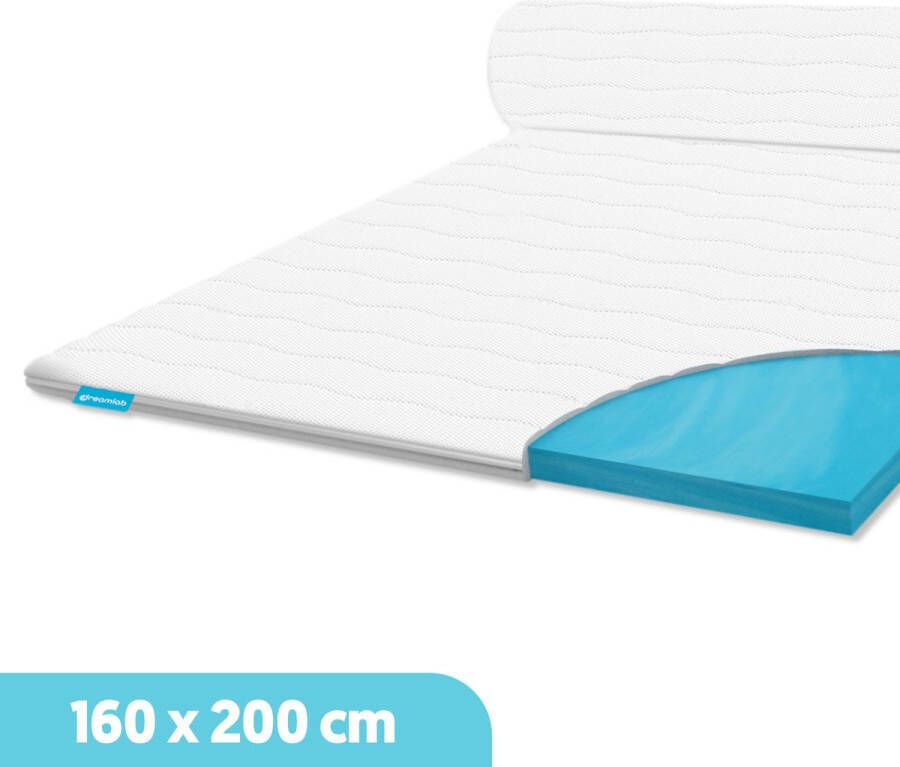 Dreamlab Topper matras 160x200 – 2-Pers Topdekmatras Naturalis HR Koudschuim – Antibacterieel Orthopedisch Verantwoord 4 Seizoenen Incl Wasbare Hoes