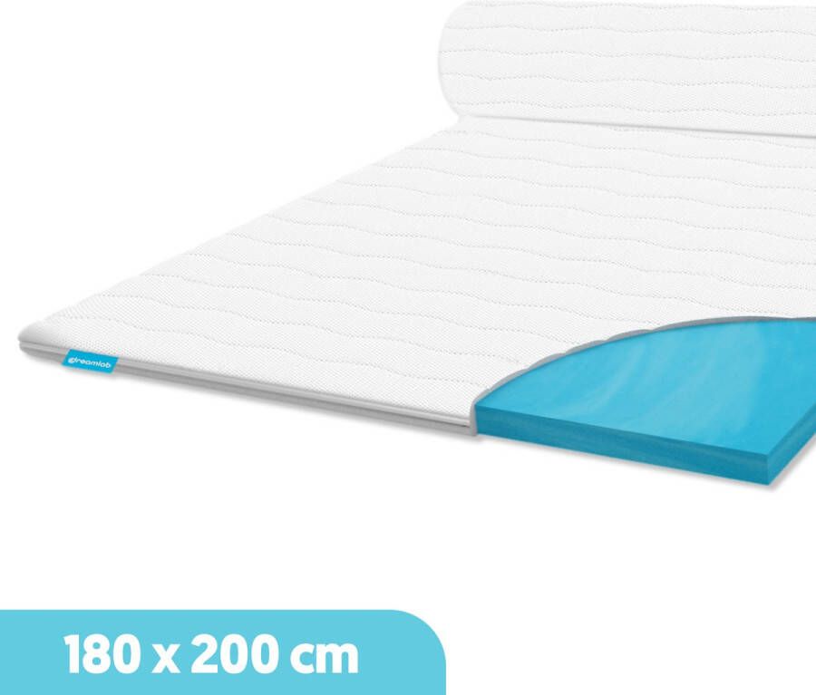 Dreamlab Topper matras 180x200 – 2-Pers Topdekmatras Naturalis HR Koudschuim – Antibacterieel Orthopedisch Verantwoord 4 Seizoenen Incl Wasbare Hoes