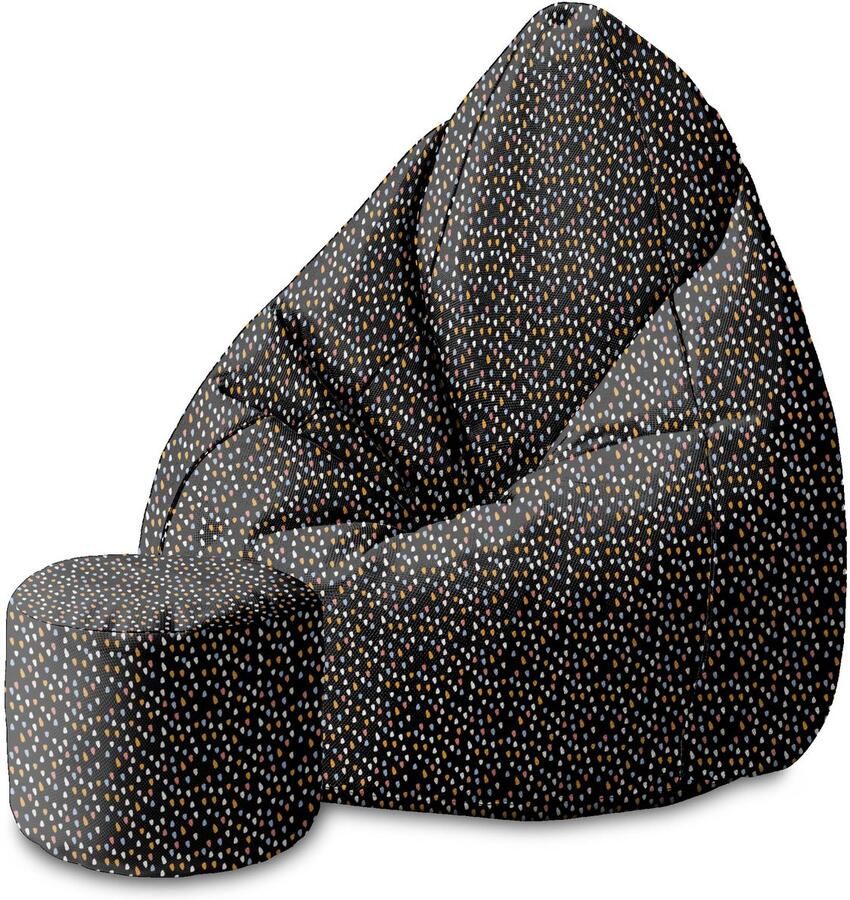 Dreamroots Group Sp.z.o.o DreamRoots Velvet Zitzak voor Volwassenen – Luxe Beanbag met Voetsteun en Afneembare Hoes – Inclusief Vulling – 70x70x105cm Abstract Design