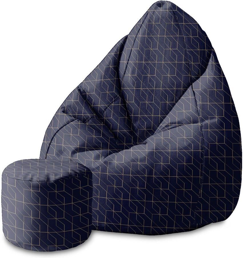 Dreamroots Group Sp.z.o.o DreamRoots Velvet Zitzak voor Volwassenen – Luxe Beanbag met Voetsteun en Afneembare Hoes – Inclusief Vulling – 80x80x120 cm Gold Luxury Pattern