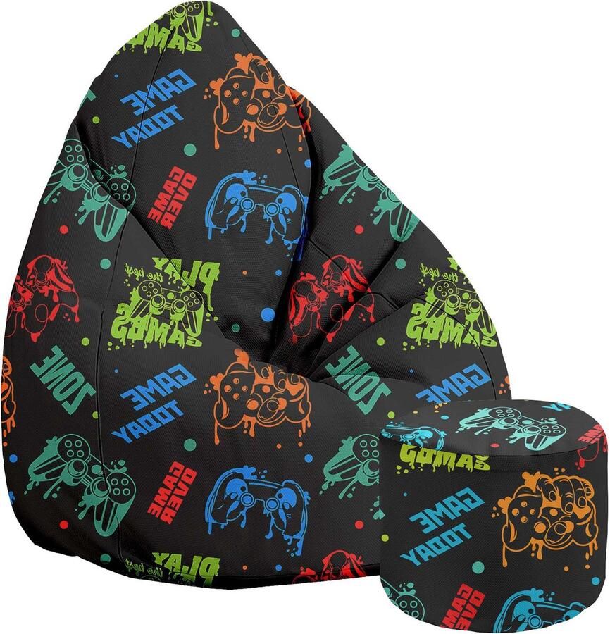 Dreamroots Group Sp.z.o.o DreamRoots Velvet Zitzak voor Volwassenen – Luxe Beanbag met Voetsteun en Afneembare Hoes – Inclusief Vulling – 80x80x120 cm Game Zone