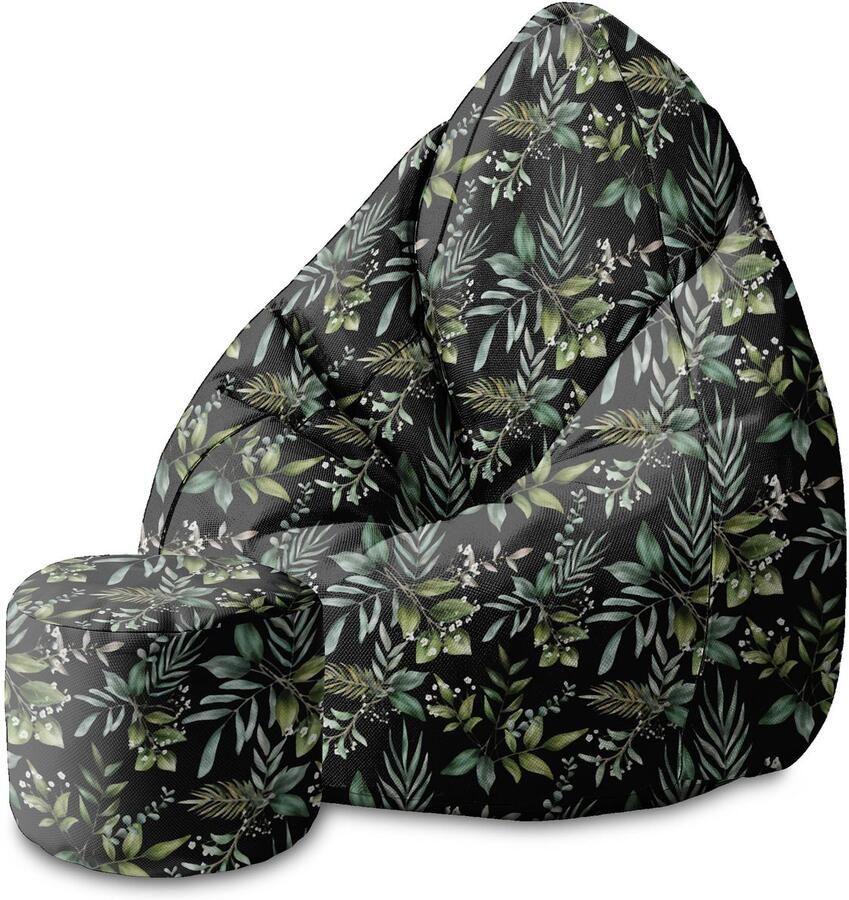 DreamRoots Velvet Zitzak voor Volwassenen – Luxe Beanbag met Voetsteun en Afneembare Hoes – Inclusief Vulling – 80x80x120 cm Watercolor Elegant Floral