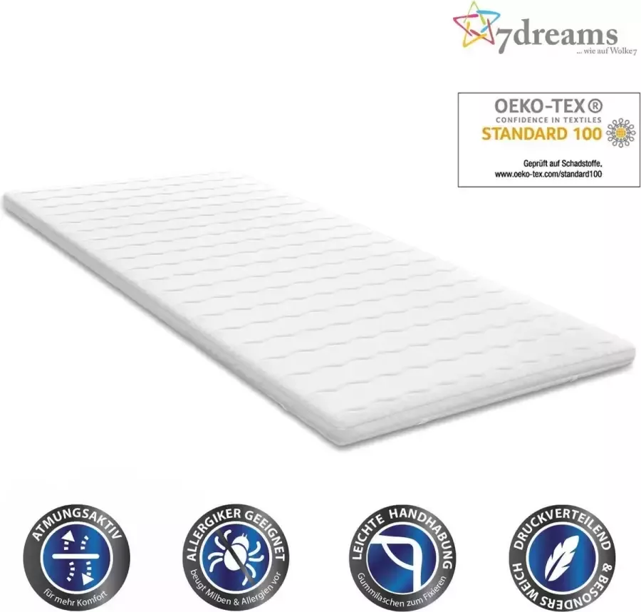 Dreams 7 topdekmatras met visco-elastische koudschuimvulling 100 x 200 x 6 5 cm matrashoes matrasbeschermer orthopedisch met memory foam effect