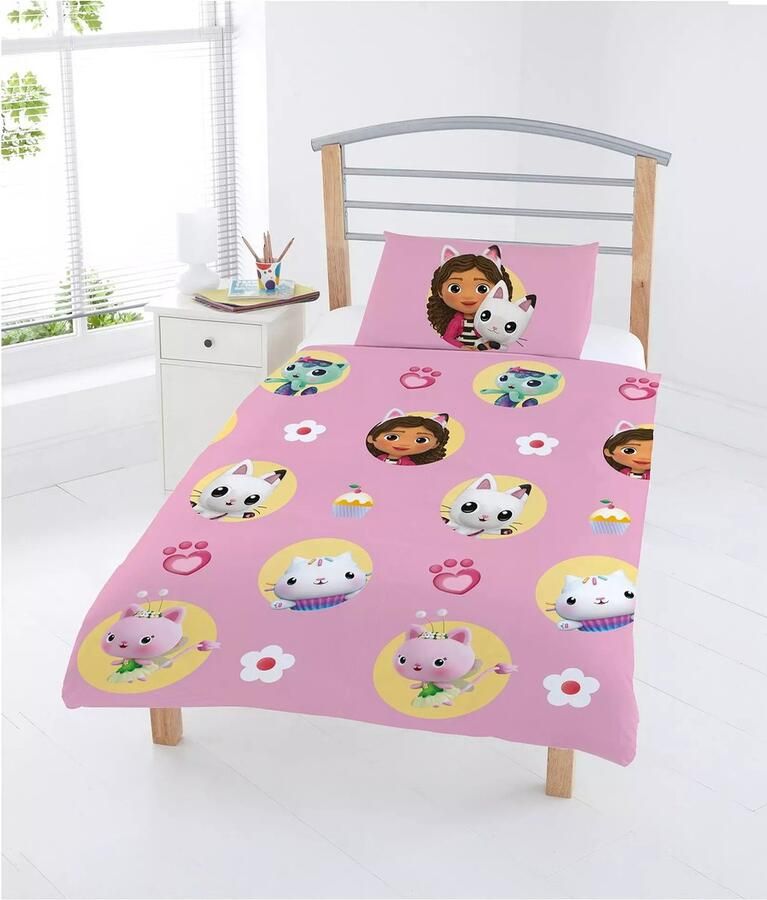 Dreamtex Gabby's Dollhouse peuterbed dekbedovertrek 120 x 150 cm. Gabbys Poppenhuis dekbed juniorbed roze