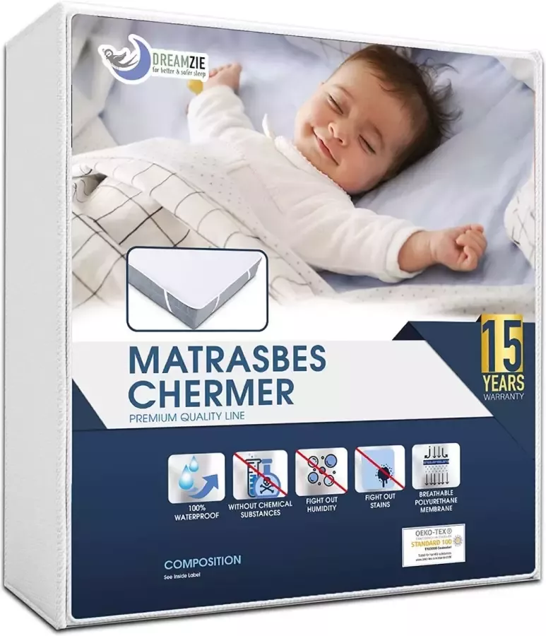 Dreamzie Wonen Bedden Matrasbeschermer Baby Matras Voor matras 60 x 120 cm Waterdicht met 4 elastische hoeken Gecertificeerd OEKO-TEX