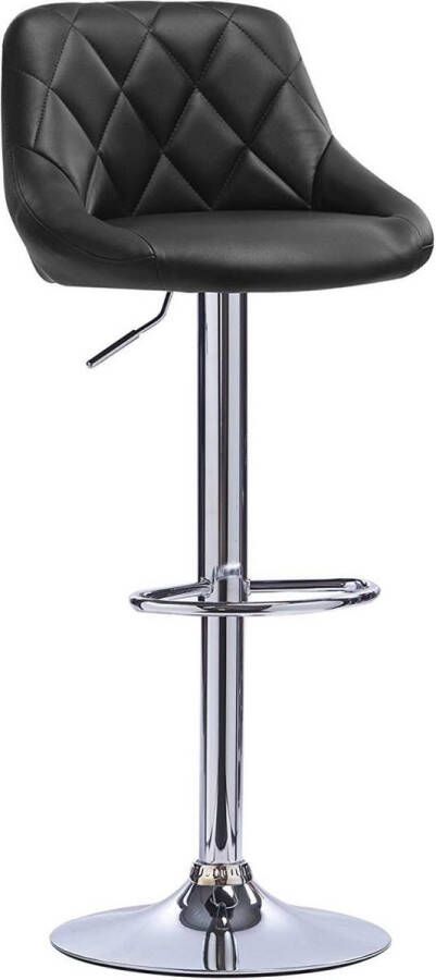 Dripio Barkruk Deluxe Addy Industrial Zwart Barkrukken set van 1 Barstoel Kruk Barstoelen met rugleuning Keukenstoel In hoogte verstelbaar Kunstleer