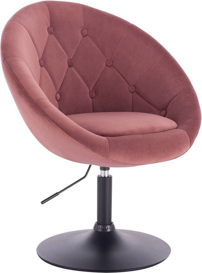 Dripio Barkruk Deluxe Aysel Industrial Roze Barkrukken set van 1 Barstoel Kruk Barstoelen met rugleuning Keukenstoel In hoogte verstelbaar Velvet