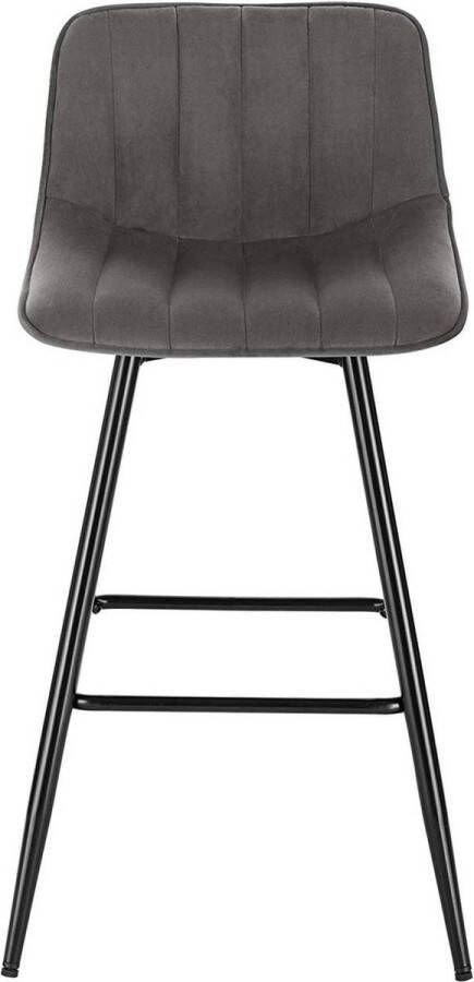 Dripio Barkruk Deluxe Delia Industrial Grijs Barkrukken set van 1 Barstoel Kruk Barstoelen met rugleuning Keukenstoel Velvet